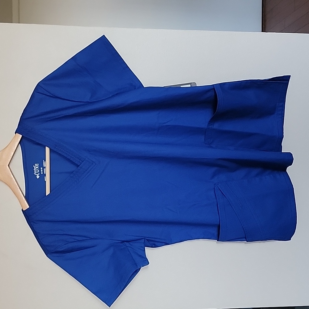Luxe Women's V-Neck Scrub Top in Royal Blue